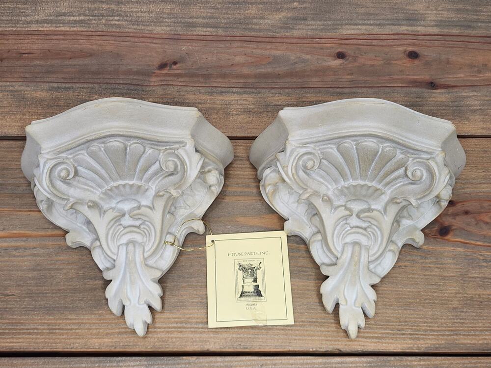 Ornate Beautiful Wall Shelf Classical Whitewash 6”Height Set Of 2